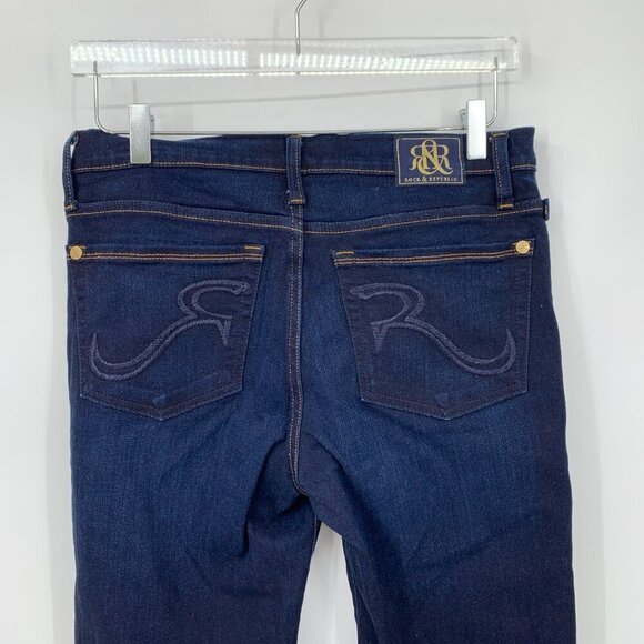 Rock & Republic Kassandra bootcut flare jeans dark blue wash embroidery denim 12 - Picture 3 of 7